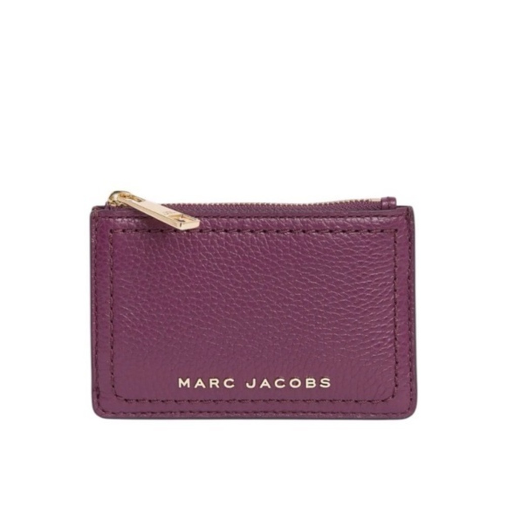 Marc Jacobs The Groove Purple Prune Pebbled Leather Coin Purse Card Holder